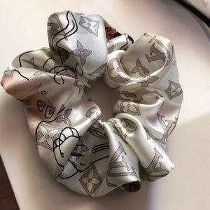 Scrunchie made of LV designer fabric remnant